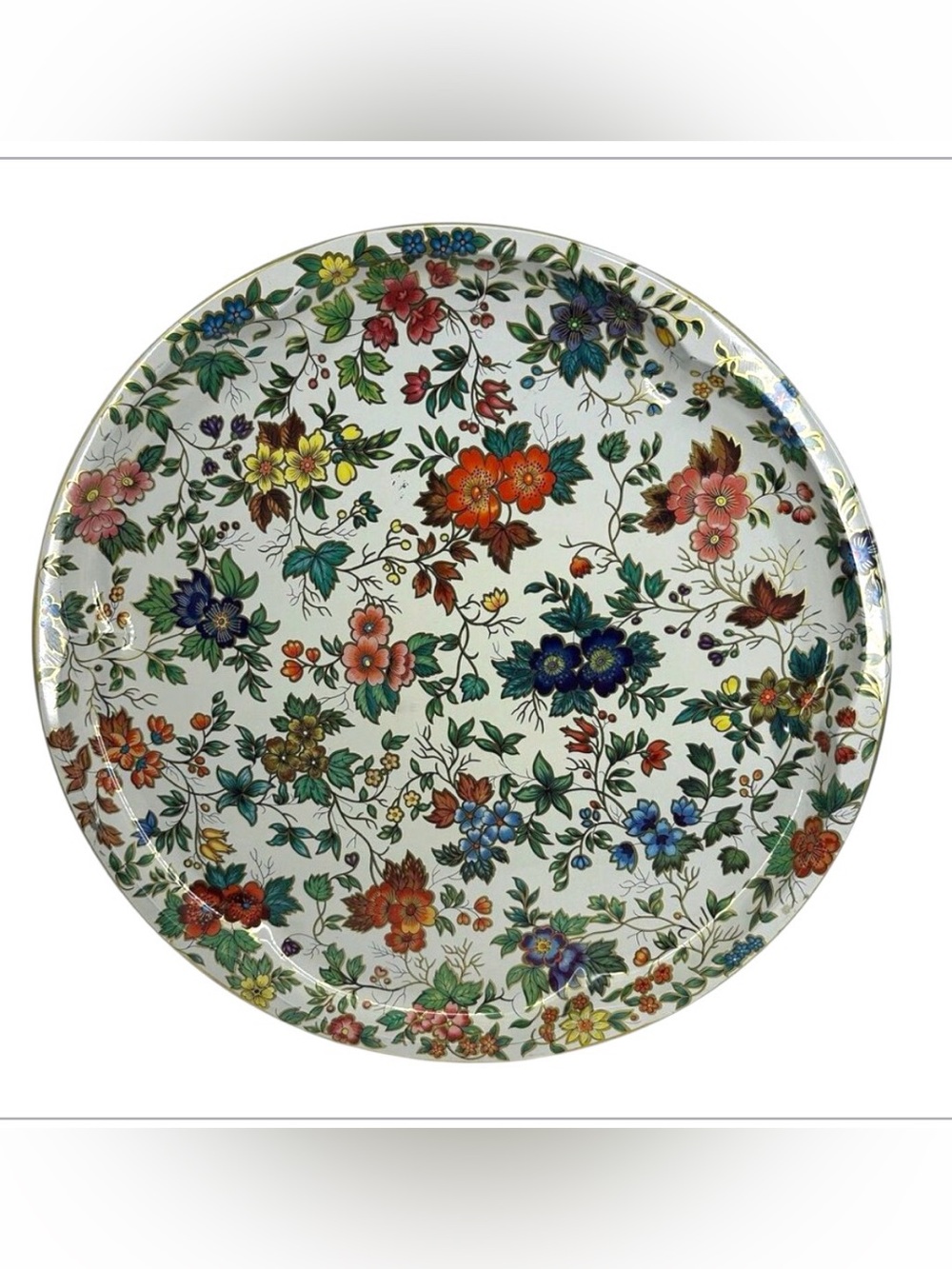 Vintage 15” Daher Floral Metal Decorative Tray